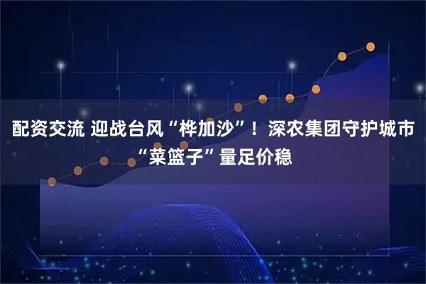 配资交流 迎战台风“桦加沙”！深农集团守护城市“菜篮子”量足价稳